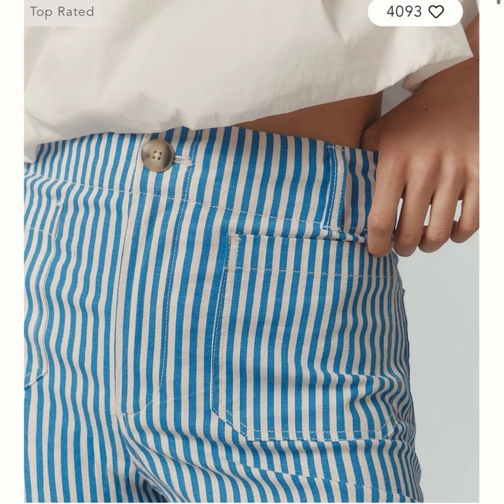 The Colette Printed Linen Blend Crop Wide-Leg Pants by Maeve - cornflower blue - Picture 3 of 3